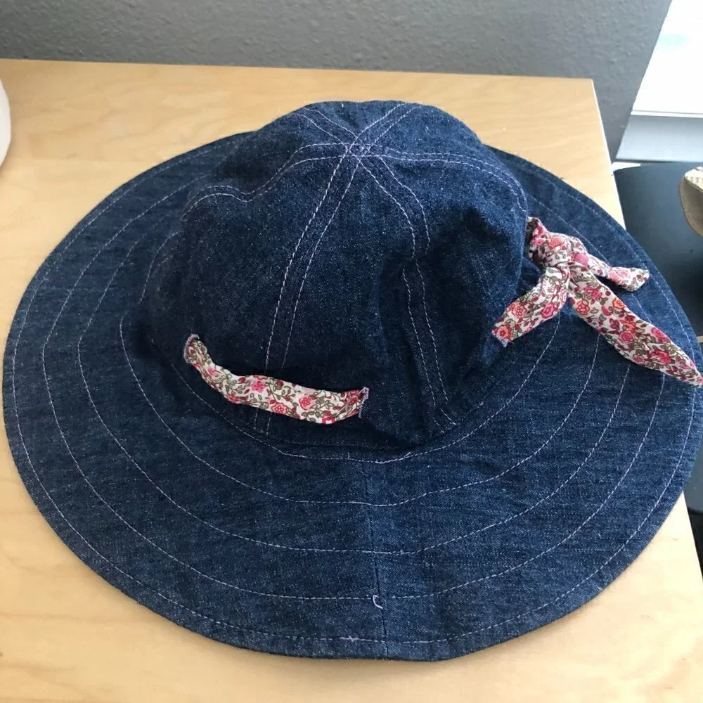 The San Diego Hat Co Wide Brim Hat Toddler 2 - 4 Blue & Pink Denim